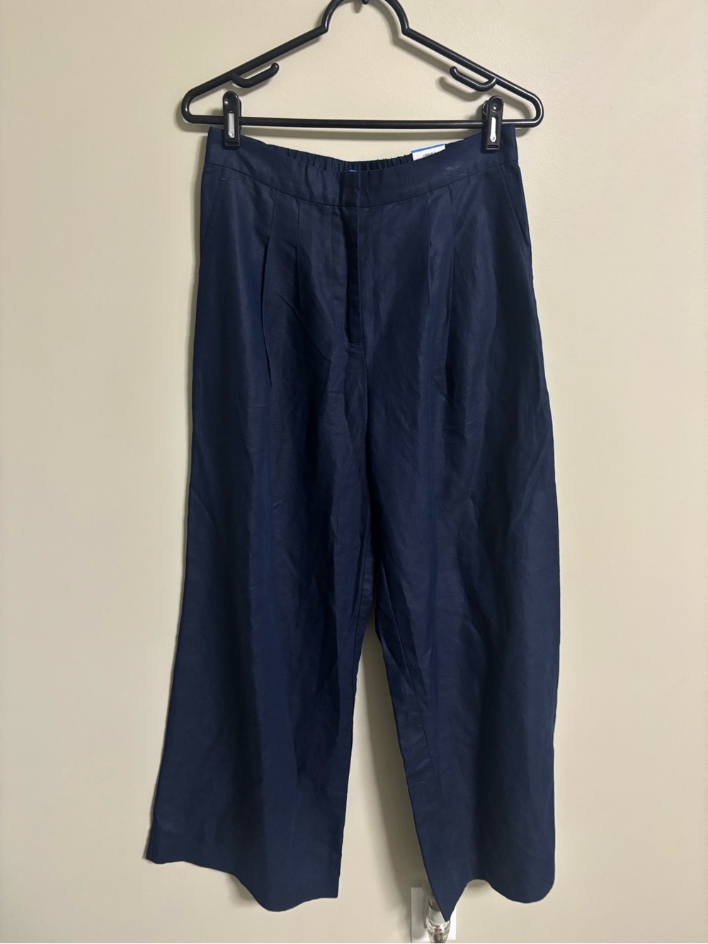 J. McLaughlin Amal Long Bottoms Navy Linen Cotton Wide Leg Pants Size 4 New